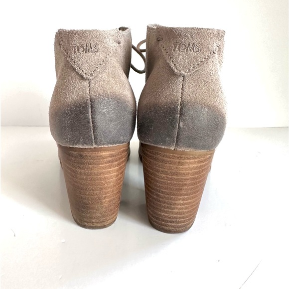 TOM’S LUNATA LACE-UP BLOCK HEEL BOOTIES IN DESERT TAUPE. Sz8 - Picture 6 of 12